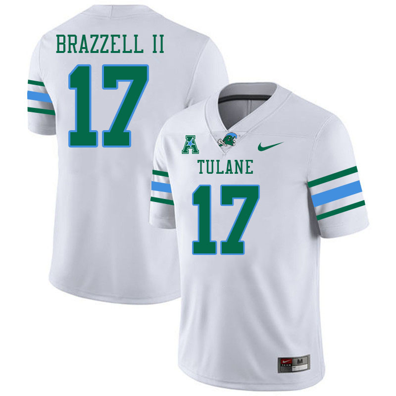 Tulane Green Wave #17 Chris Brazzell II College Football Jerseys Stitched Sale-White